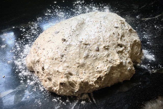 Dough with seeds added to it